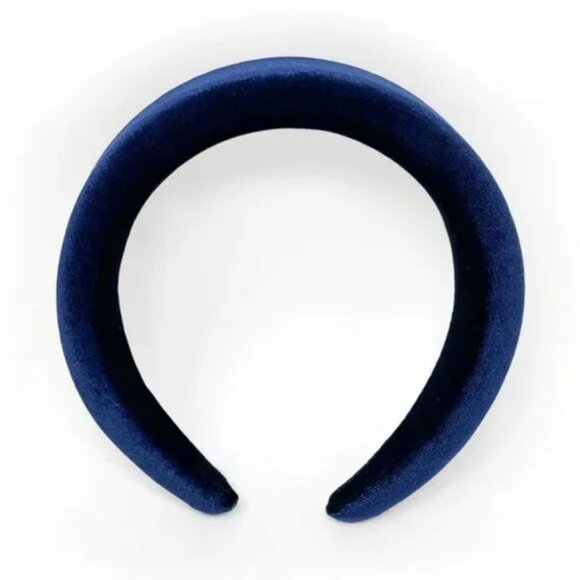 NWOT Magda Padded Navy Blue Velvet Headband - Picture 1 of 7